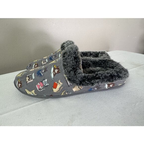 Skechers Bobs Womens 8 Slippers Gray Cozy Cat Nook Bookworm Memory Foam Novelty - Picture 6 of 16